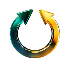 Circular Arrows Golden and Teal 3D Render Recycling Renewal Continuous Process Infinite Loop