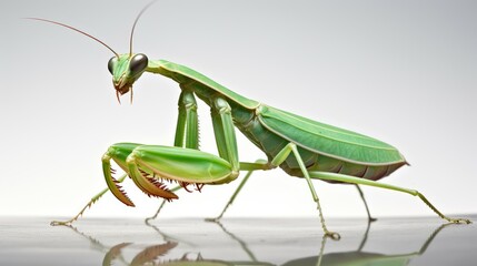 beauty praying mantis on white