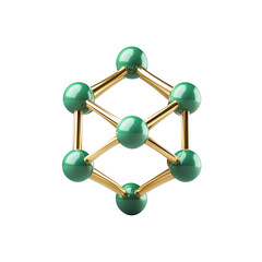Obraz premium Abstract 3D Green and Gold Molecular Structure Science Technology and Network Connection Concept