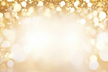 Abstract gold bokeh background with bright sparkles and blurred lights, ideal for festive designs or celebratory cards.