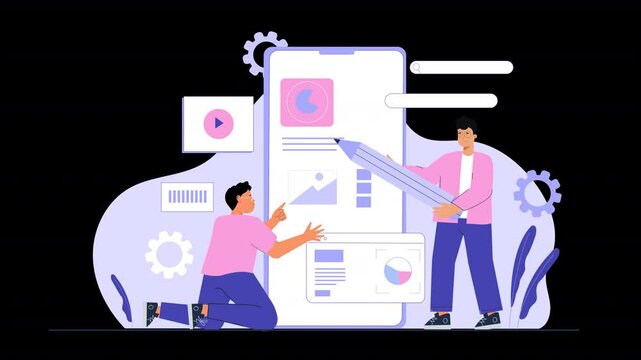 Highlight UI/UX principles with flat vector designs, featuring tools, user flows, and design iterations.