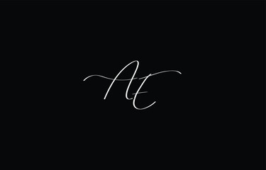A minimal yet stylish depiction of white cursive lettering forming AE on a dark background, symbolizing elegance and simplicity.