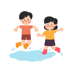 Student Outdoor Activity Jumping in Puddles