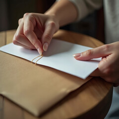 close-up of the envelope in his hands