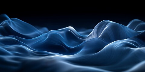 Fototapeta premium Blue abstract waves, dark background, digital art, website design