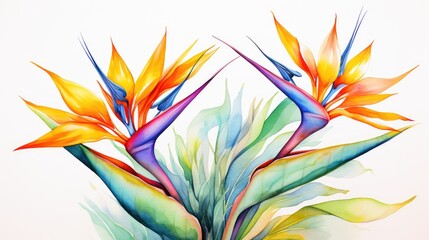 birdofparadise water color tropical plants