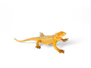 Naklejka premium Miniature dragon lizard toy with white background