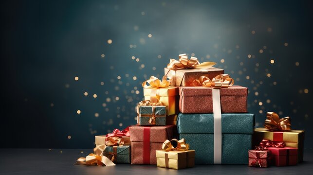 presents christmas gifts on transparent background