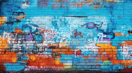 juxtaposition blue brick background