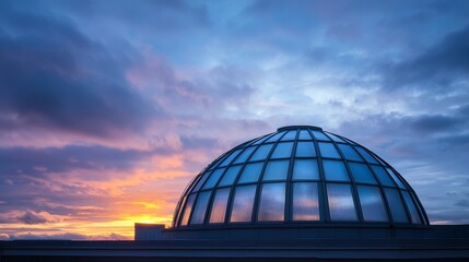Obraz premium Serene Sunset Beneath Dome with Overcast Hues