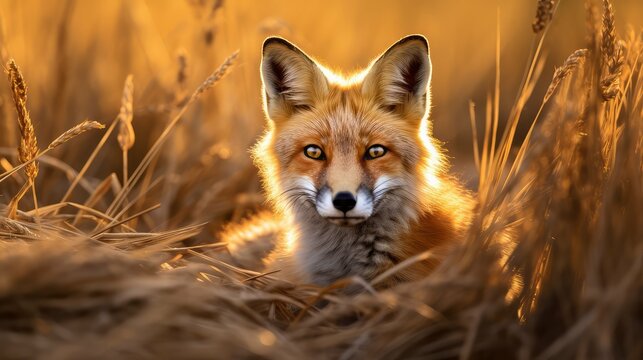 field red fox in grass