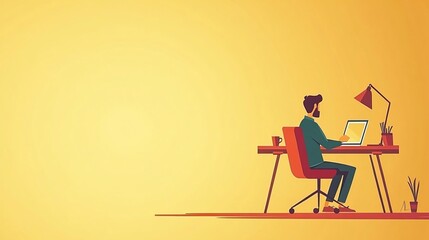 Focused man working with laptop at modern office desk showcasing productivity creativity technology and professional workspace for business success and remote work environments