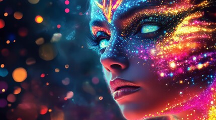 Celestial Radiance, A Portrait Illuminated by Cosmic Brilliance