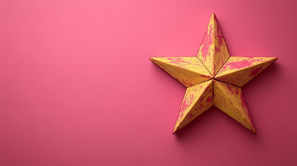 Yellow Star Decoration on Pink Background