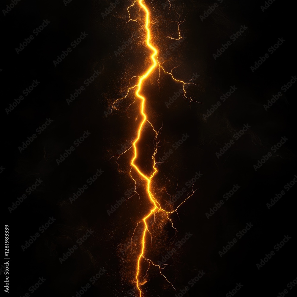 Canvas Prints a vertical image of a glowing orange lightning bolt on a black background.
