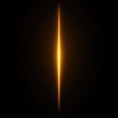 Vertical golden light beam on black background, glowing line, bright ray, energy, abstract.
