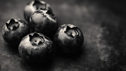 Close-up of fresh blueberries on dark surface
