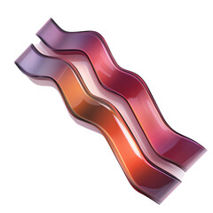 Obraz premium Abstract Wavy Glass Design Red and Orange Gradient Modern Background Shiny Glossy 3D Render, Isolated on Transparent Bakcground, Ai Generative Images