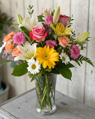 bouquet of flowers in vase