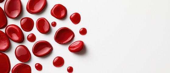 Blood drops symbolizing pain and injury closeup shot on white background macro photography emotional impact