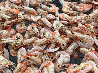 close up of dry seafood, shrimps