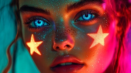 Close-up shotA futuristic method employs a projector to illuminate an individual's face with dots and a laser to scan their blue eye's iris