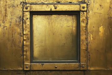 Naklejka premium Gold metallic square framed panel with visible scratches textures