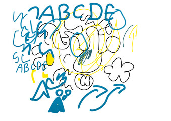 hand drawn vector illustration font abstract letters and arrows