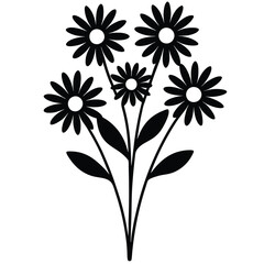 Beautiful Daisy Flower Vector – Simple Floral Illustration, Silhouette vector file of a Elegant Daisy Flower 