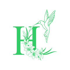 letter h logo with a soft touch of natural beauty and elegance