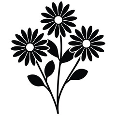 Beautiful Daisy Flower Vector – Simple Floral Illustration, Silhouette vector file of a Elegant Daisy Flower 