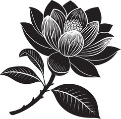 Fototapeta premium Jackfruit Blossom Silhouette Vector Art – Elegant Black Shape Design