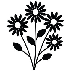 Beautiful Daisy Flower Vector – Simple Floral Illustration, Silhouette vector file of a Elegant Daisy Flower 