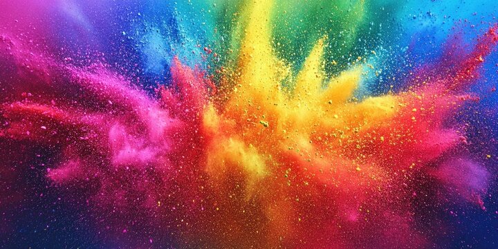 Vibrant burst of multicolored colors against dark backdrop.
