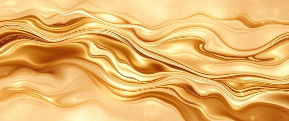 Obraz premium Abstract Curved Gold Shape with Lighting Effect – Luxury Design on gold Background with Copy Space.
