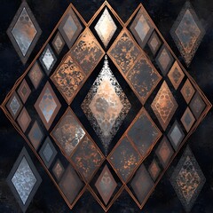 Intricate Metallic Geometric Mosaic Pattern Background with Vintage Aesthetic