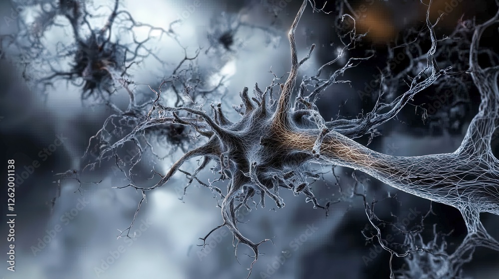 Aufkleber intricate gray curves intertwining like neurons digital art abstract dark environment close-up neuro