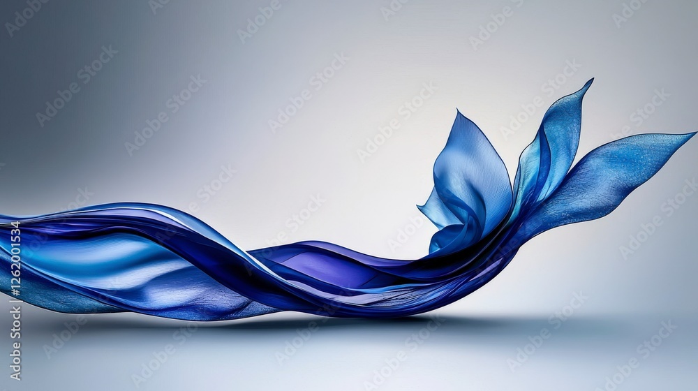 Poster flowing indigo waves painting abstract art digital canvas minimalist design contemporary view elegan