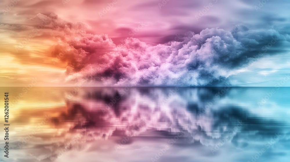 Aufkleber tranquil reflections of abstract pastel clouds in a serene natural environment