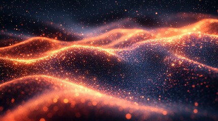 Glowing particles wave digital backdrop