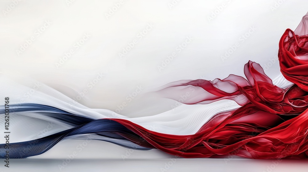 Aufkleber graceful flow of red and blue fabric abstract art soft textures minimalist background artistic persp