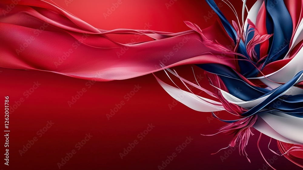 Poster flowing abstract design with red and blue accents digital art modern environment creative concept