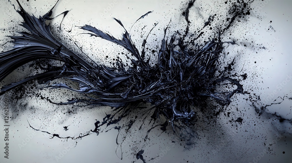 Poster Dynamic black streaks intersecting abstract art digital space visual representation modern aesthetic