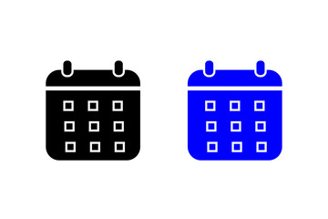 calendar icon set black and blue
