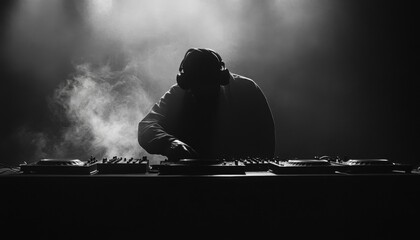 DJ Silhouette in Smoky Atmosphere