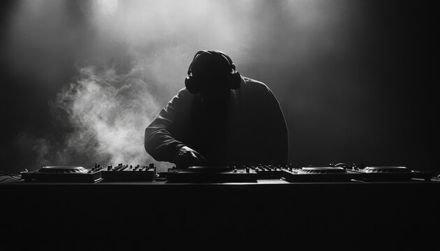 DJ Silhouette in Smoky Atmosphere