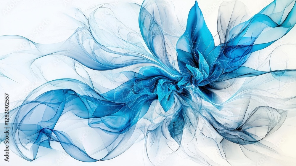 Poster dynamic swirls of blue and gray abstract composition digital artwork modern art environment creative