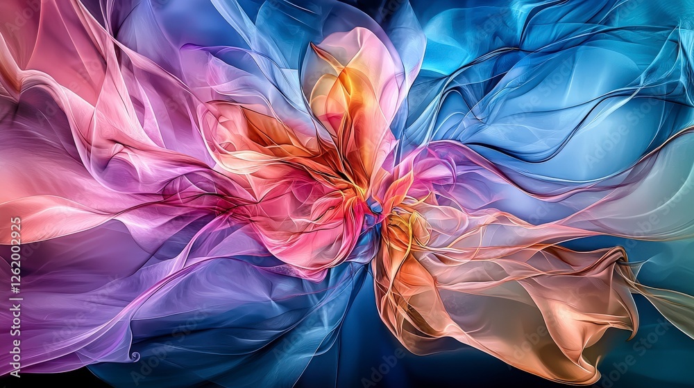 Poster Ethereal abstract design of gentle gradients and shapes digital art inspiring colorful creative environment