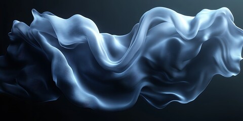 Fototapeta premium Flowing blue fabric, dark background, abstract design, website banner