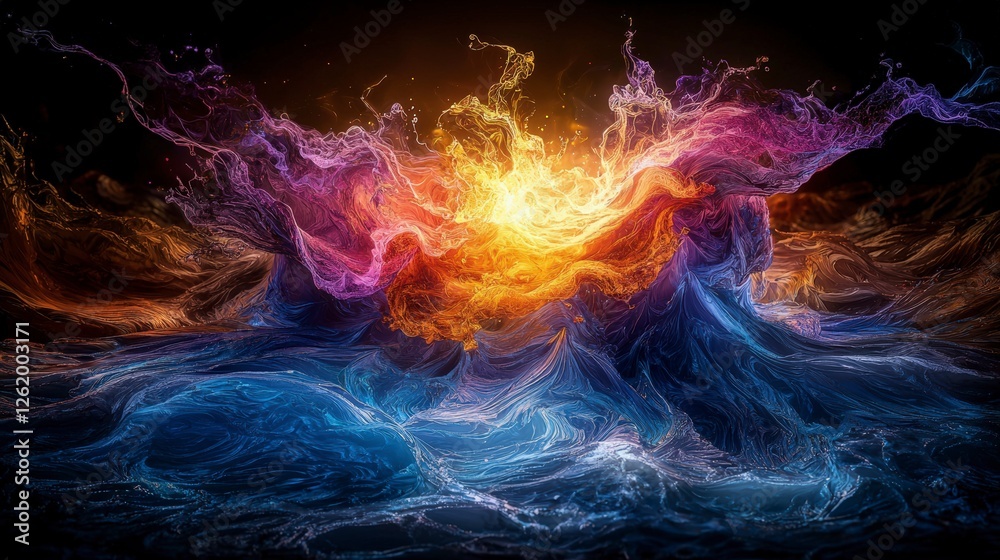 Leinwandbilder Dynamic abstract vortex digital art colorful swirls virtual environment high-contrast view energy and motion
